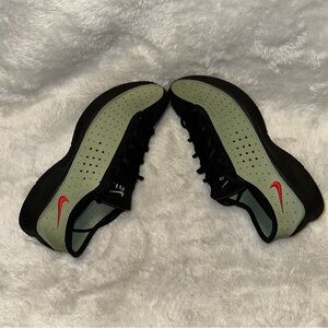 Nike Olive Green and Black Sneakers with Red Swoosh